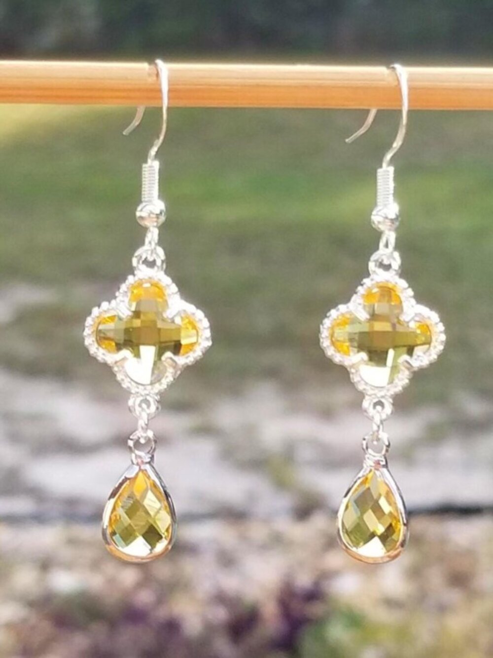 Sterling Silver Citrine Dangle Earrings, Citrine Jewelry, November Birthstone